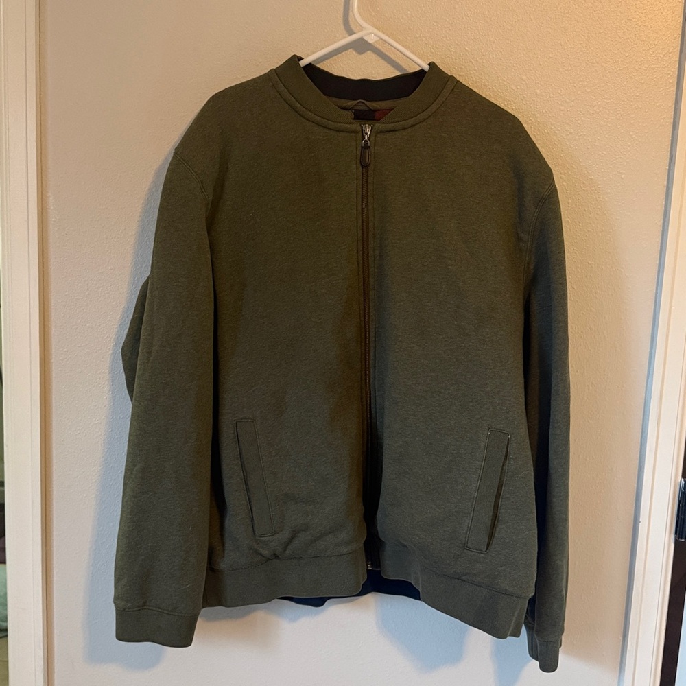 LL Bean Heavy Cotton Bomber Jacket Army Green Olive Traditional Fit XXL
